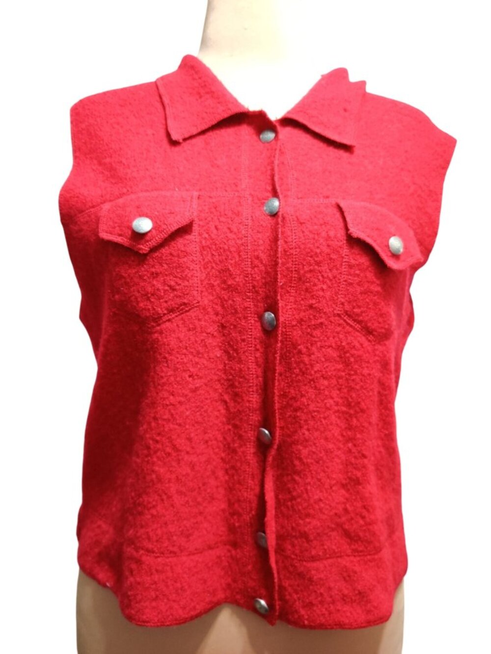 Vintage Great Northwest XL Red Wool Vest Button Front Western Casual Warm 1990s